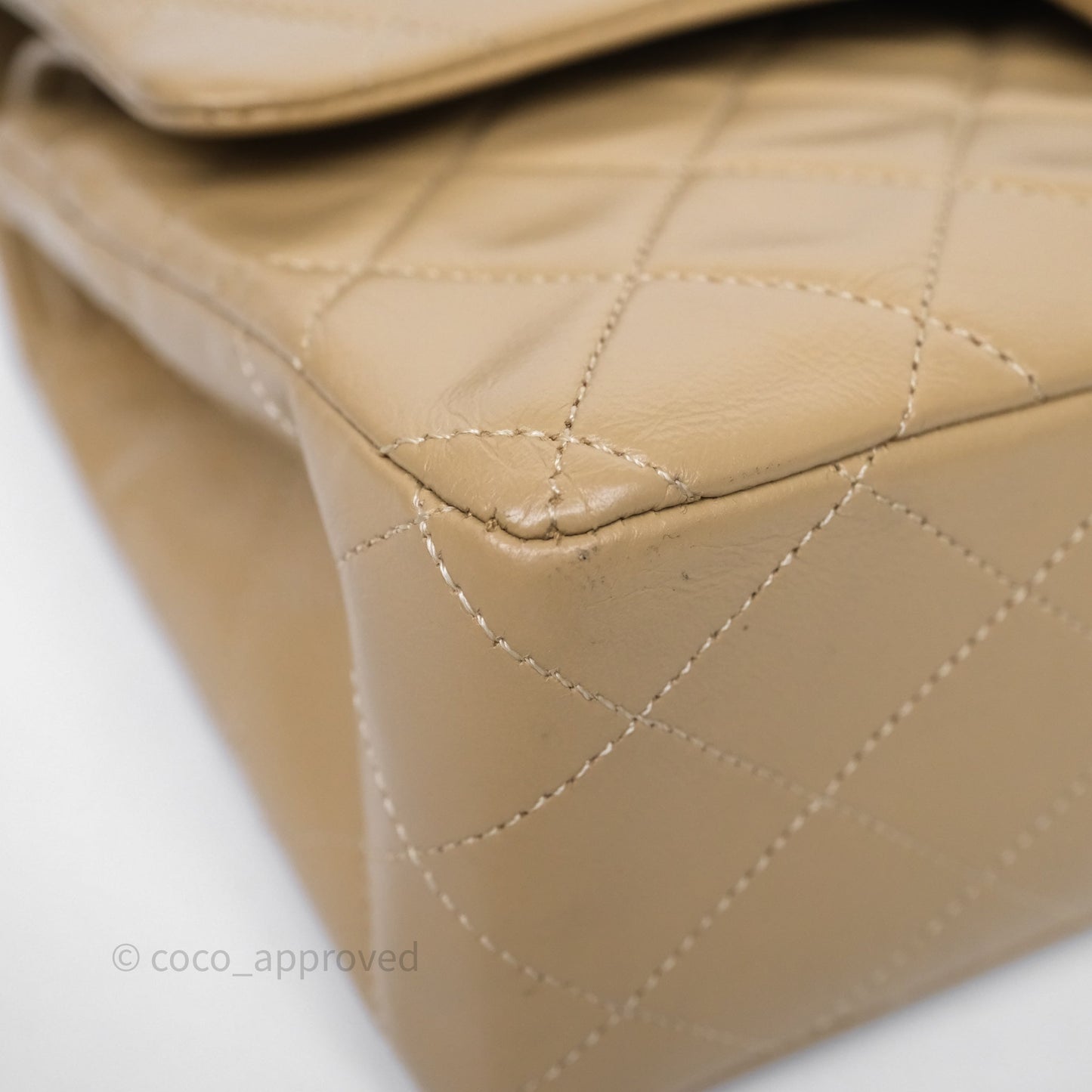 Chanel Vintage Medium Classic Flap Beige Lambskin 24K Gold Hardware