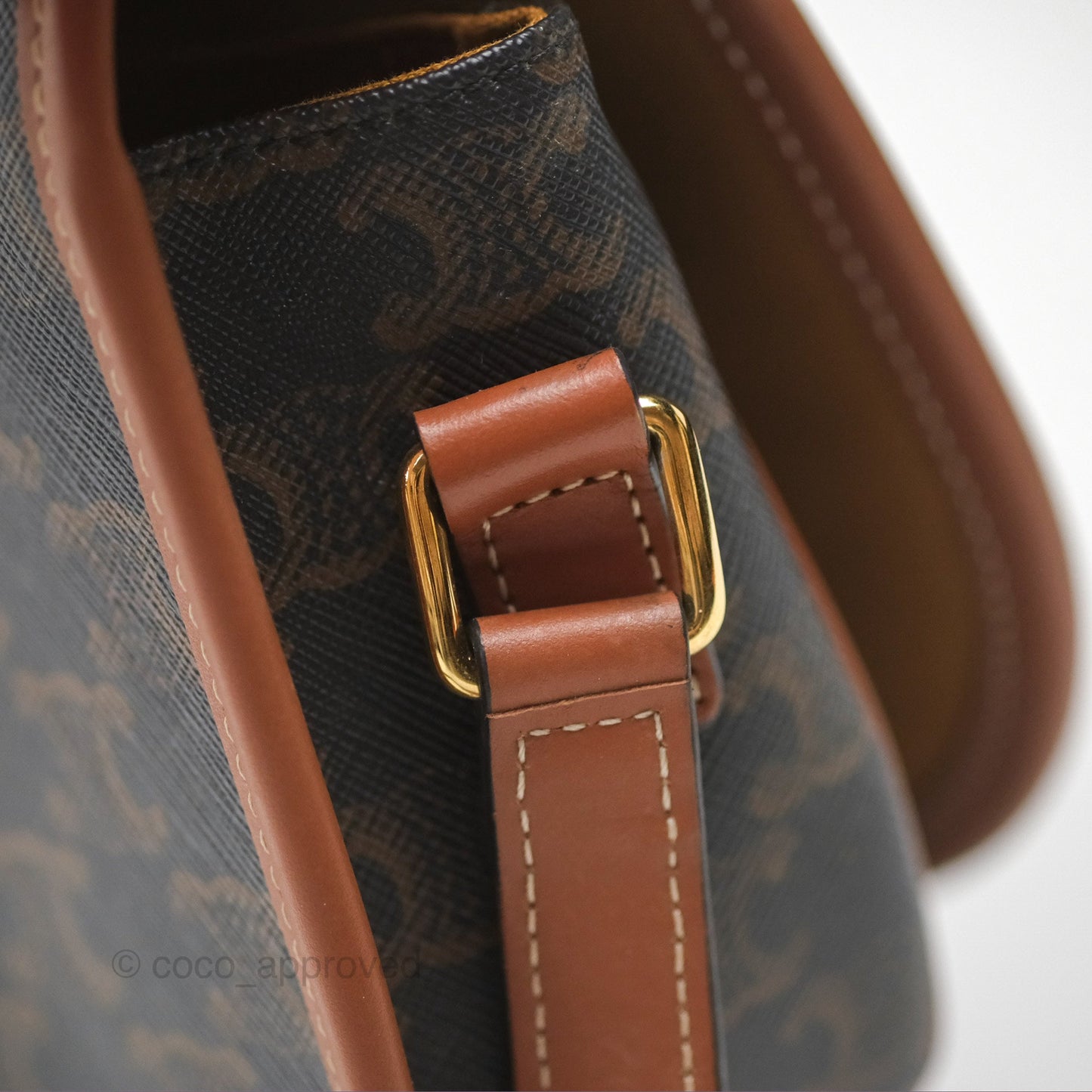 Celine Medium Folco Bag Triomphe Canvas Tan