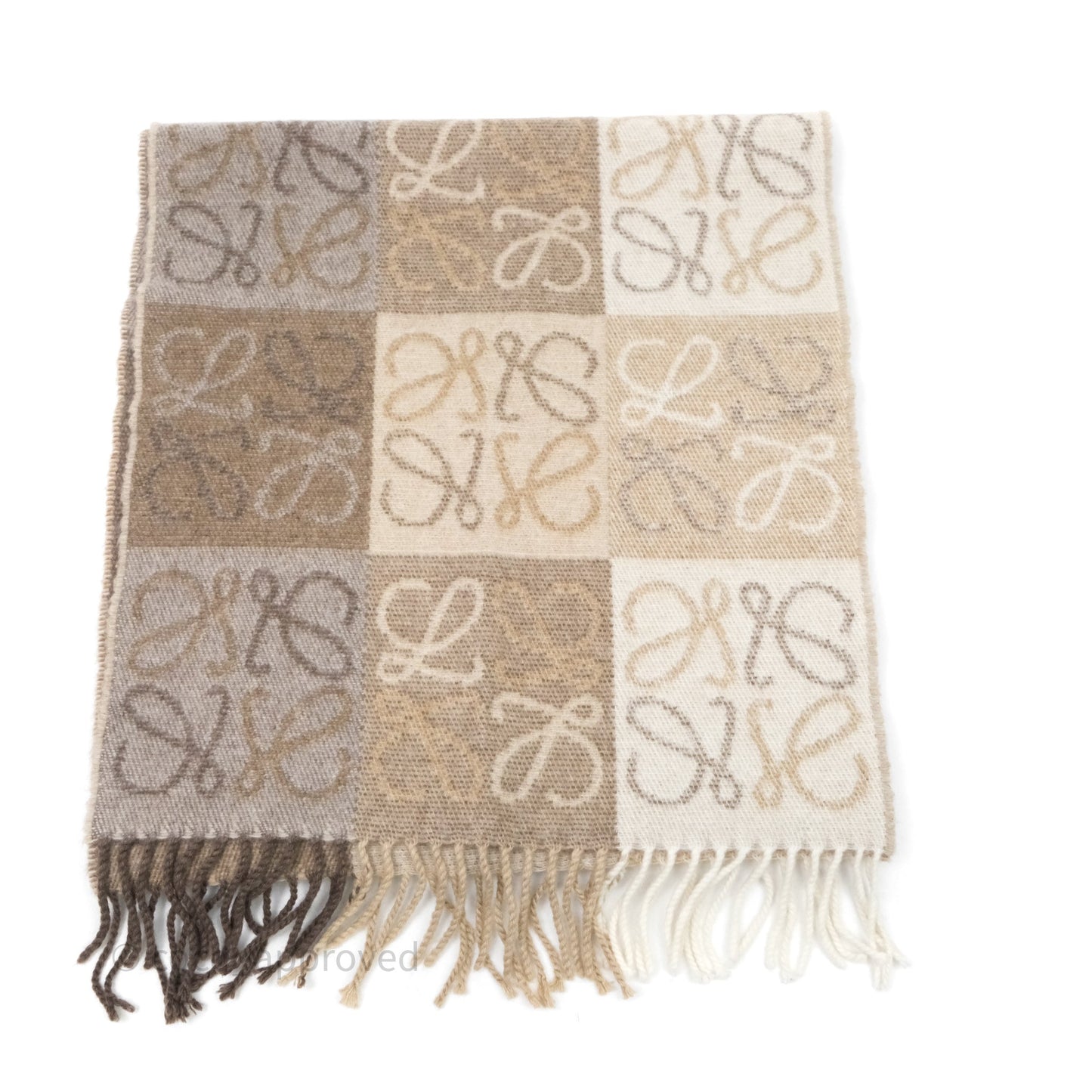 Loewe Anagram Wool Cashmere Scarf Beige