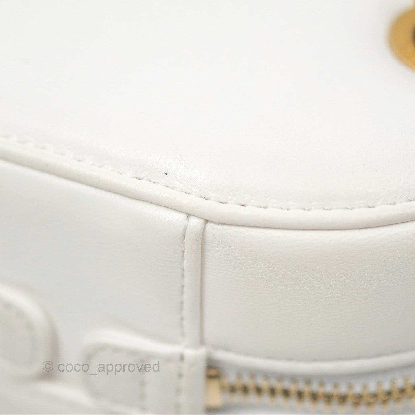 Chanel Vanity Case With Chain Shoulder Bag Quilted Calfskin Leather White