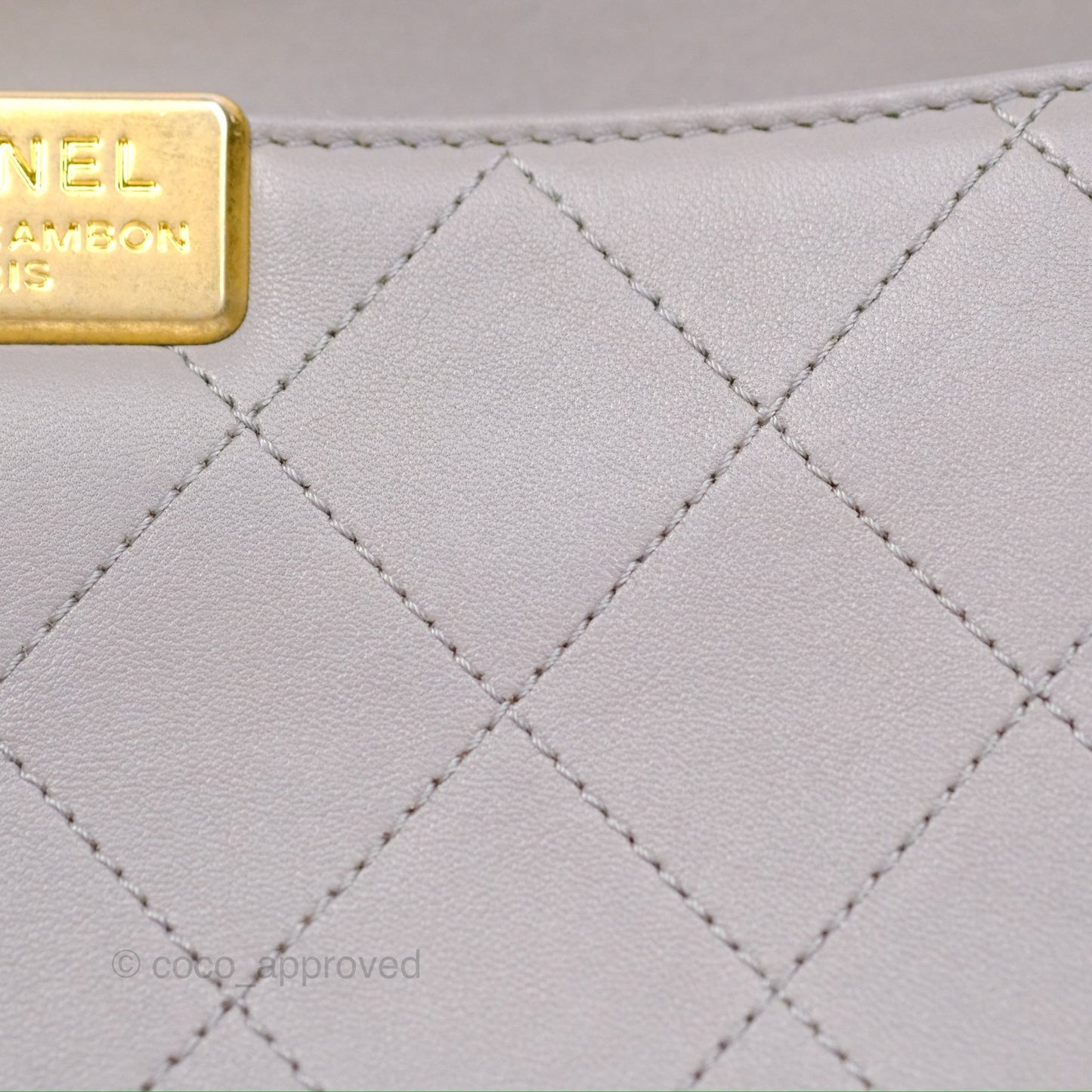 Chanel Small Quilted Coco Luxe Flap Bag Grey Calfskin Aged Gold Hardware