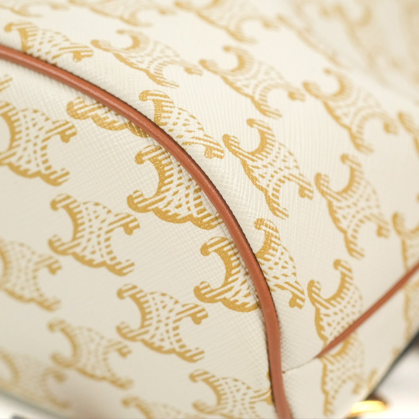 Celine Mini Floco Backpack Triomphe Canvas White Tan Calfskin