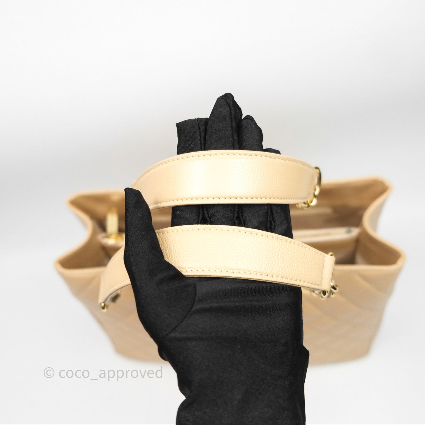 Chanel GST Beige Caviar Gold Hardware
