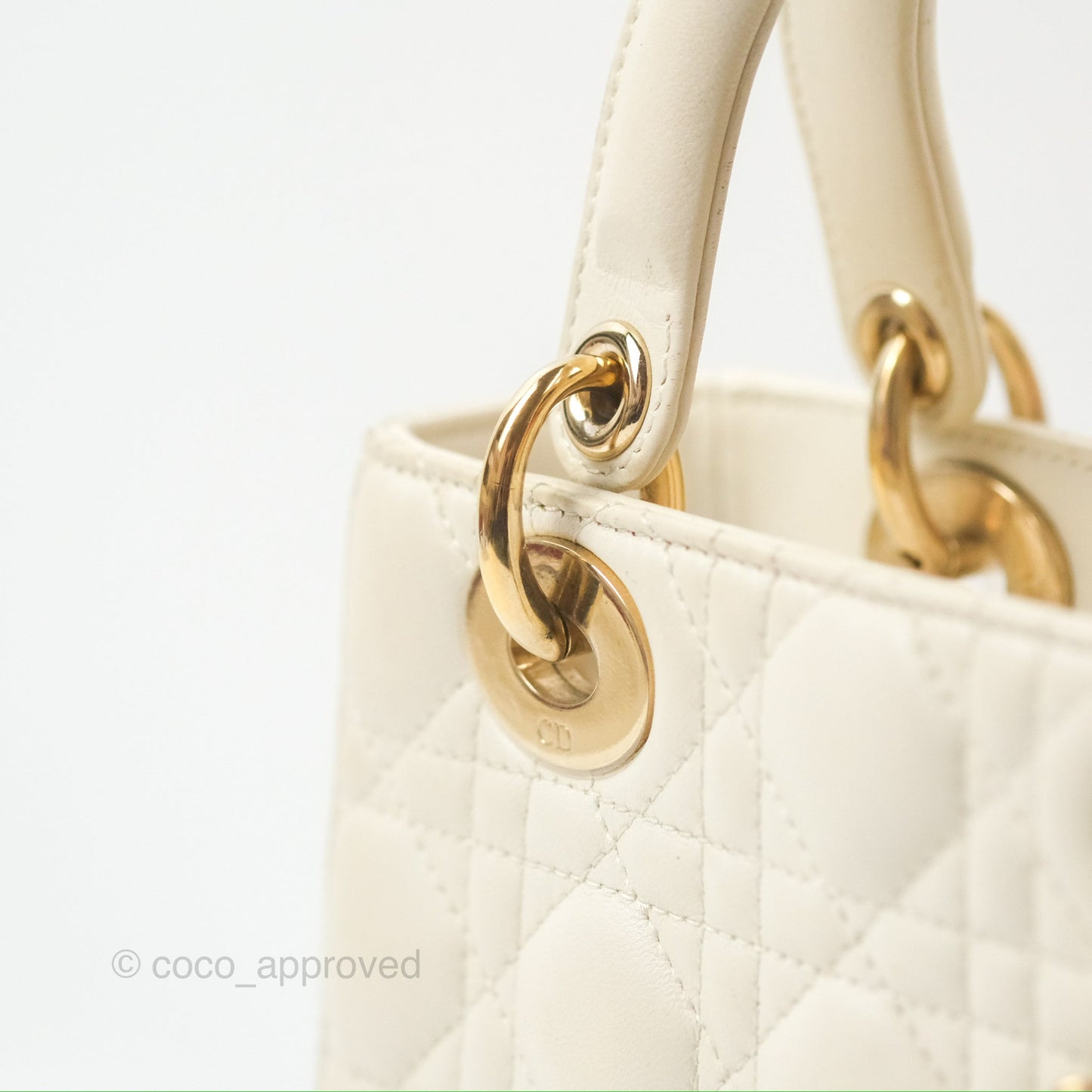 Christian Dior My ABCDior Lady Dior White Cannage Lambskin Gold Hardware