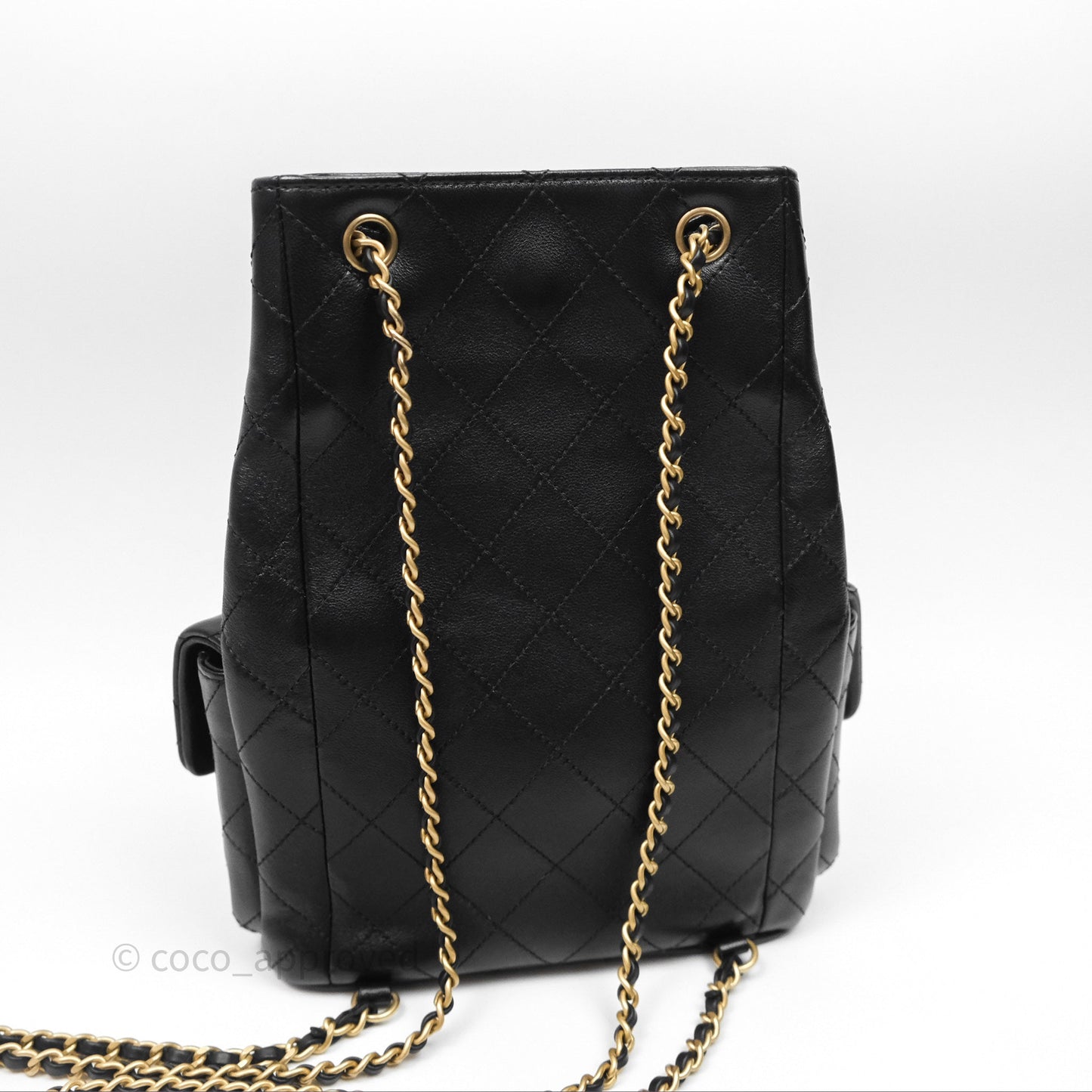 Chanel Double Pocket Black Lambskin Gold Hardware