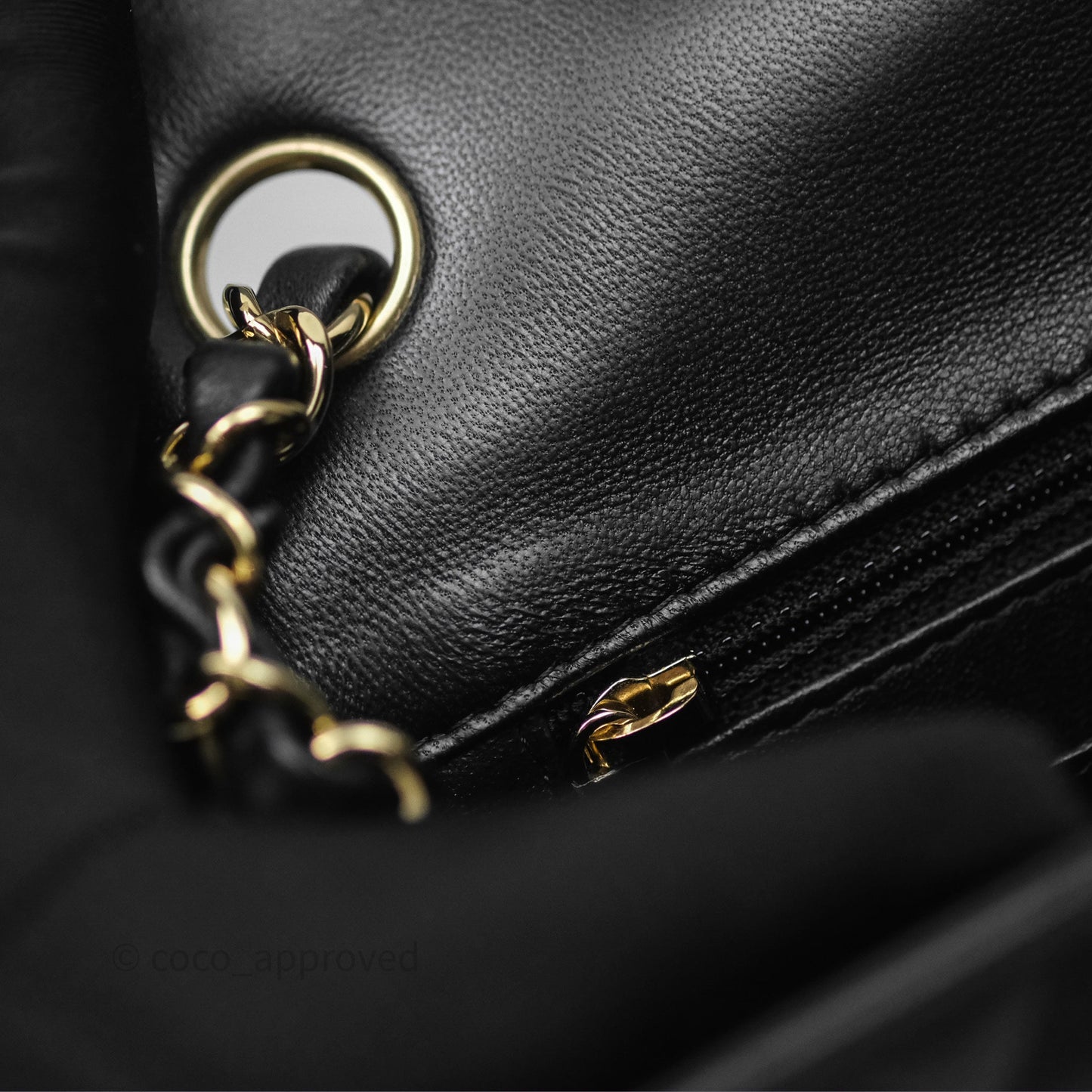 Chanel Mini Square Flap Quilted Black Lambskin Gold Hardware