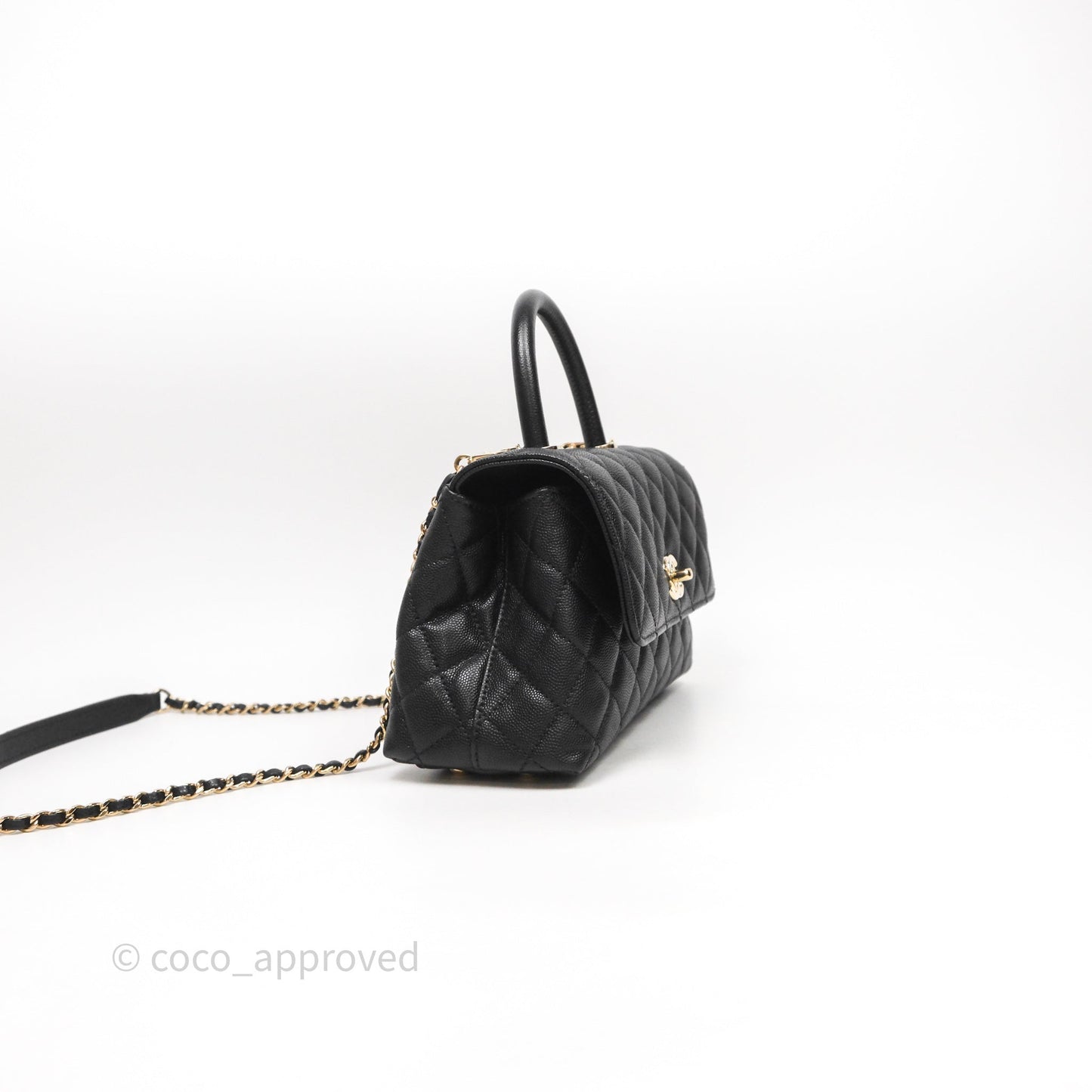 Chanel Small Coco Handle Black Caviar Light Gold Hardware