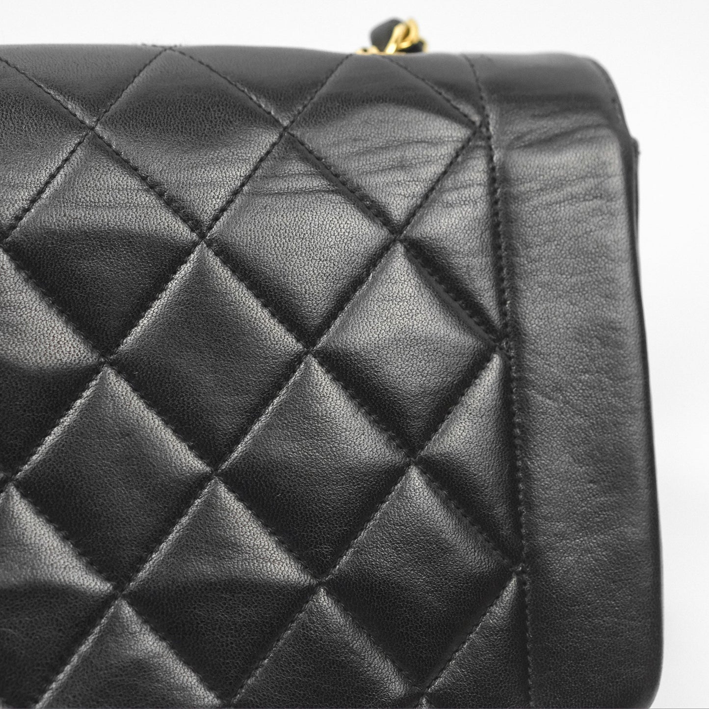 Chanel Vintage Small Quilted Classic Diana Flap Bag Black Lambskin 24K Gold Hardware