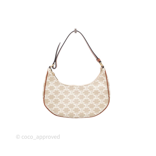 Celine Ava Bag In Triomphe Canvas Calfskin Grege