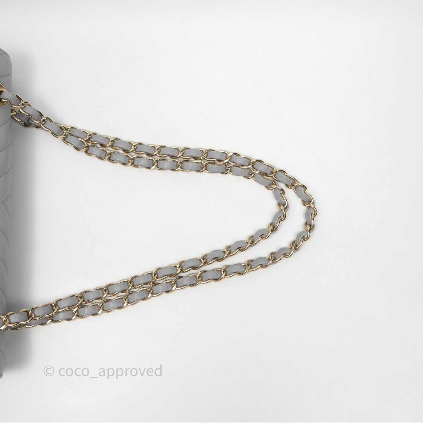 Chanel Classic M/L Medium Flap Chevron Grey Lambskin Gold Hardware