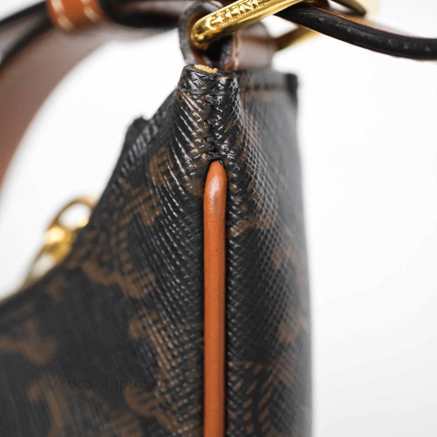 Celine Medium Ava Bag In Triomphe Canvas Calfskin Tan