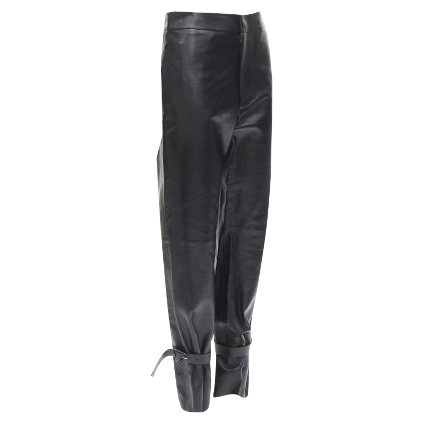 Luxury Bottega Veneta Signature Triangle buckle tied cuff leather pants