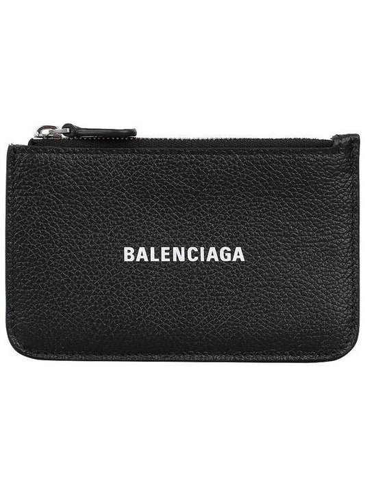 Luxury Balenciaga Cash Large Long Coin Card Wallet Black