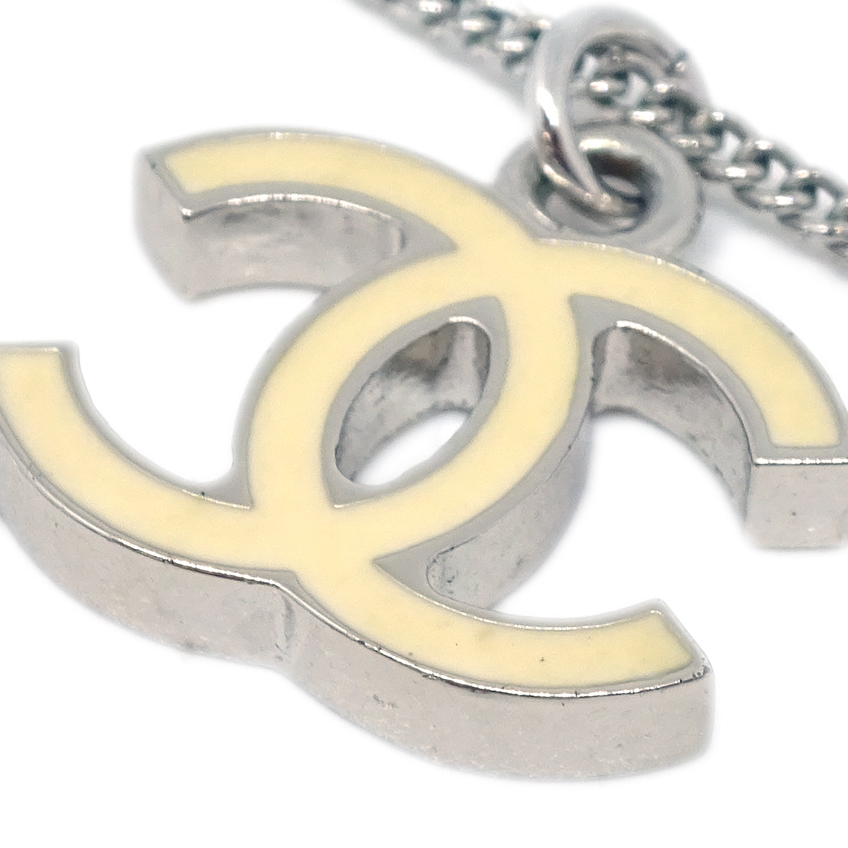 Luxury Chanel Chain Necklace Silver White 06V