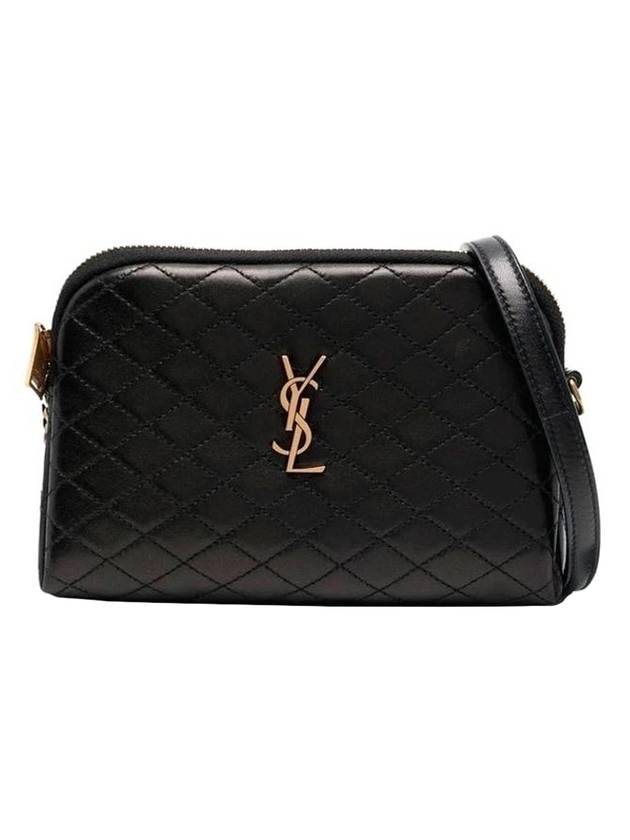 Luxury Saint Laurent Gaby Quilted Lambskin Chain Cross Bag Black