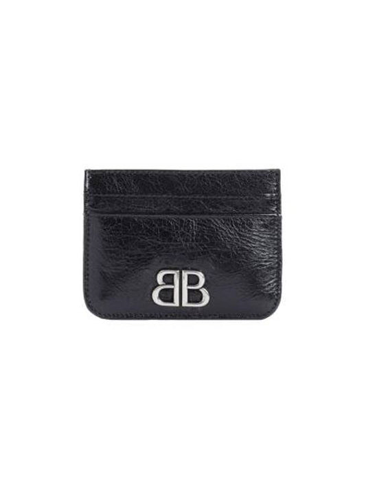 Luxury Balenciaga BB Logo Card Wallet Black