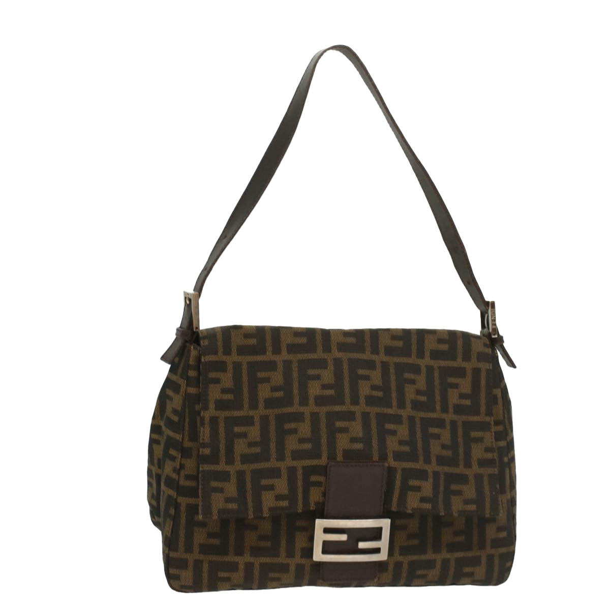 Luxury FendiZucca Canvas Mamma Baguette Shoulder Bag Brown Black55001