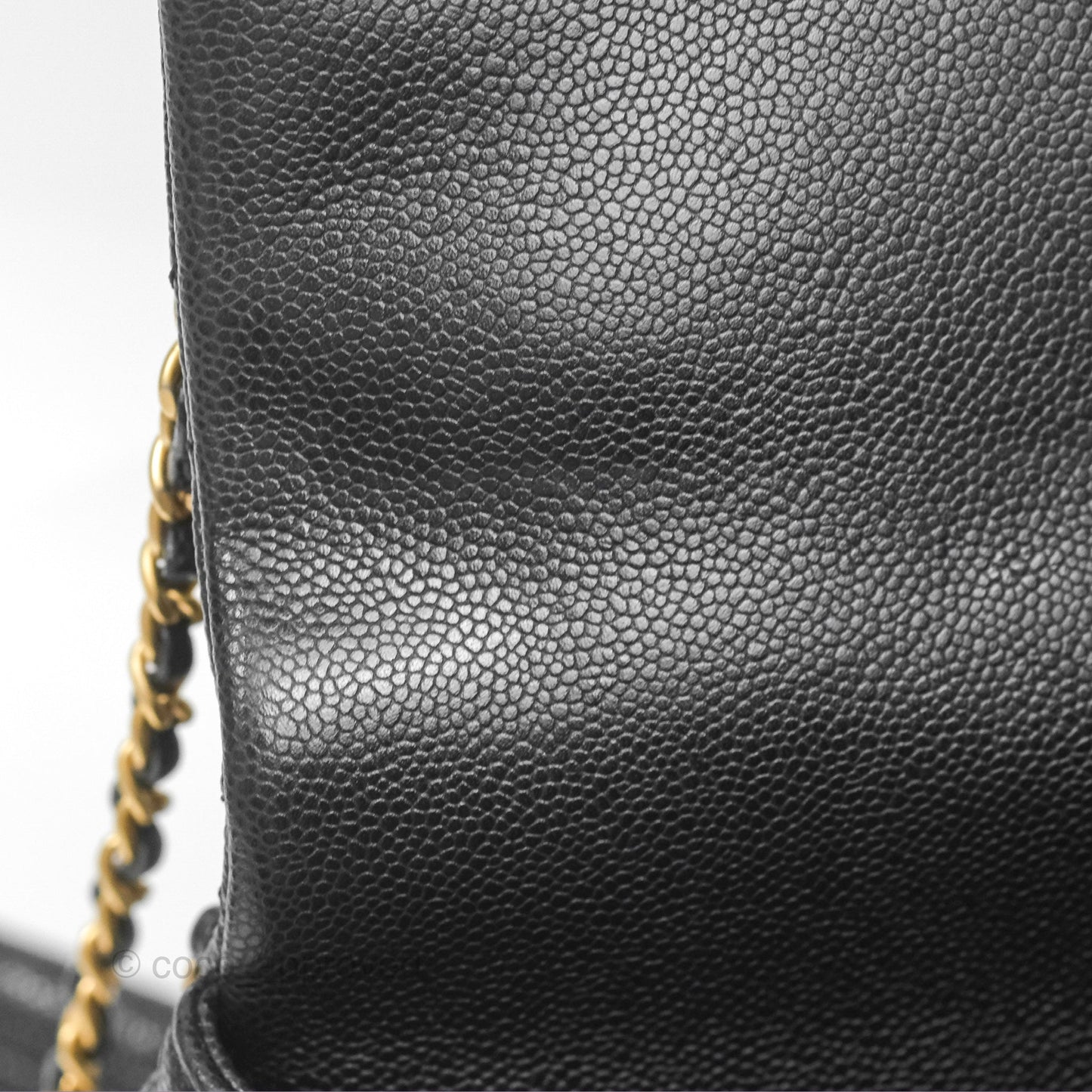 Chanel Chain Around Flap Bag Black Caviar Aged Gold Hardware 22B