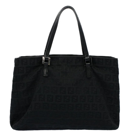 Luxury FendiZucchino Canvas Hand Bag Black55024