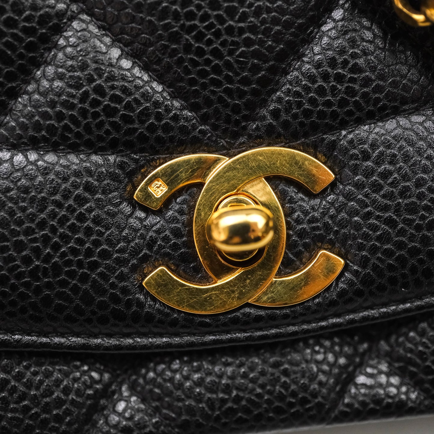 Chanel Vintage Small Classic Diana Flap Bag Black Caviar 24K Gold Hardware