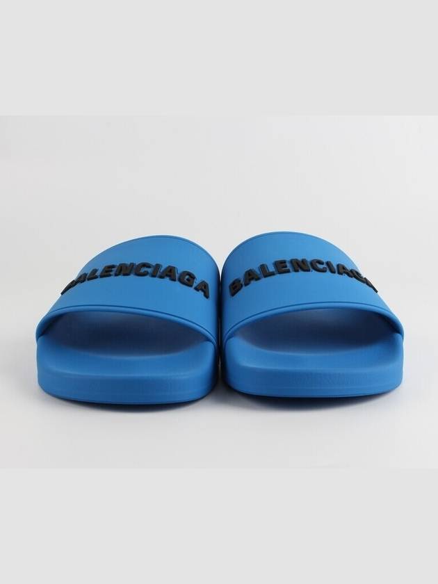 Luxury Balenciaga logo slippers blue 40 250
