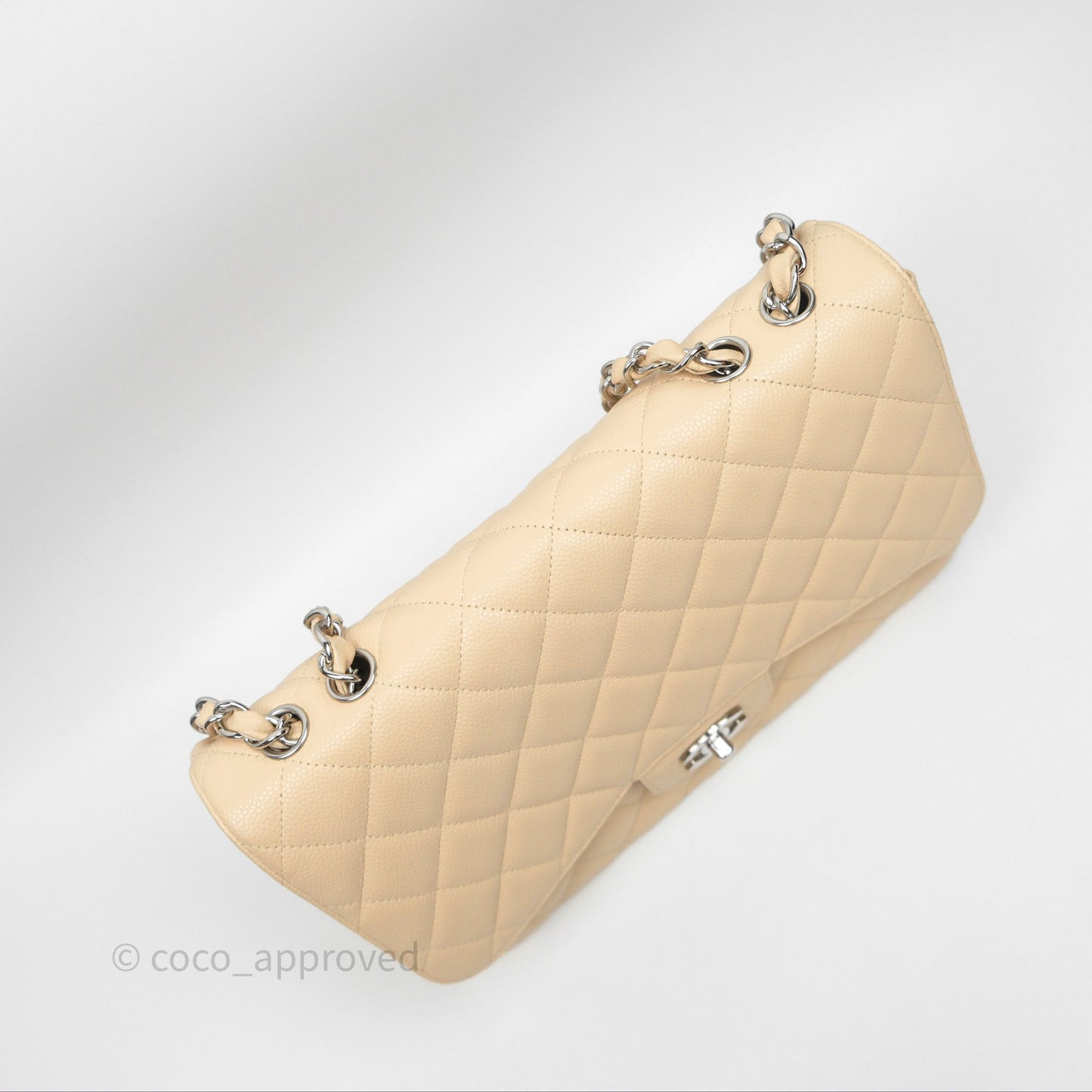 Chanel Jumbo Single Flap Beige Caviar Silver Hardware