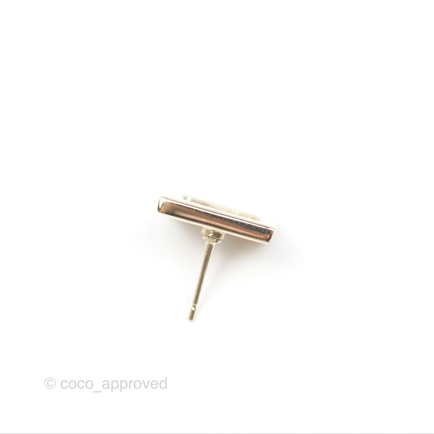 Chanel CC Square Earrings White Gold Tone 24C