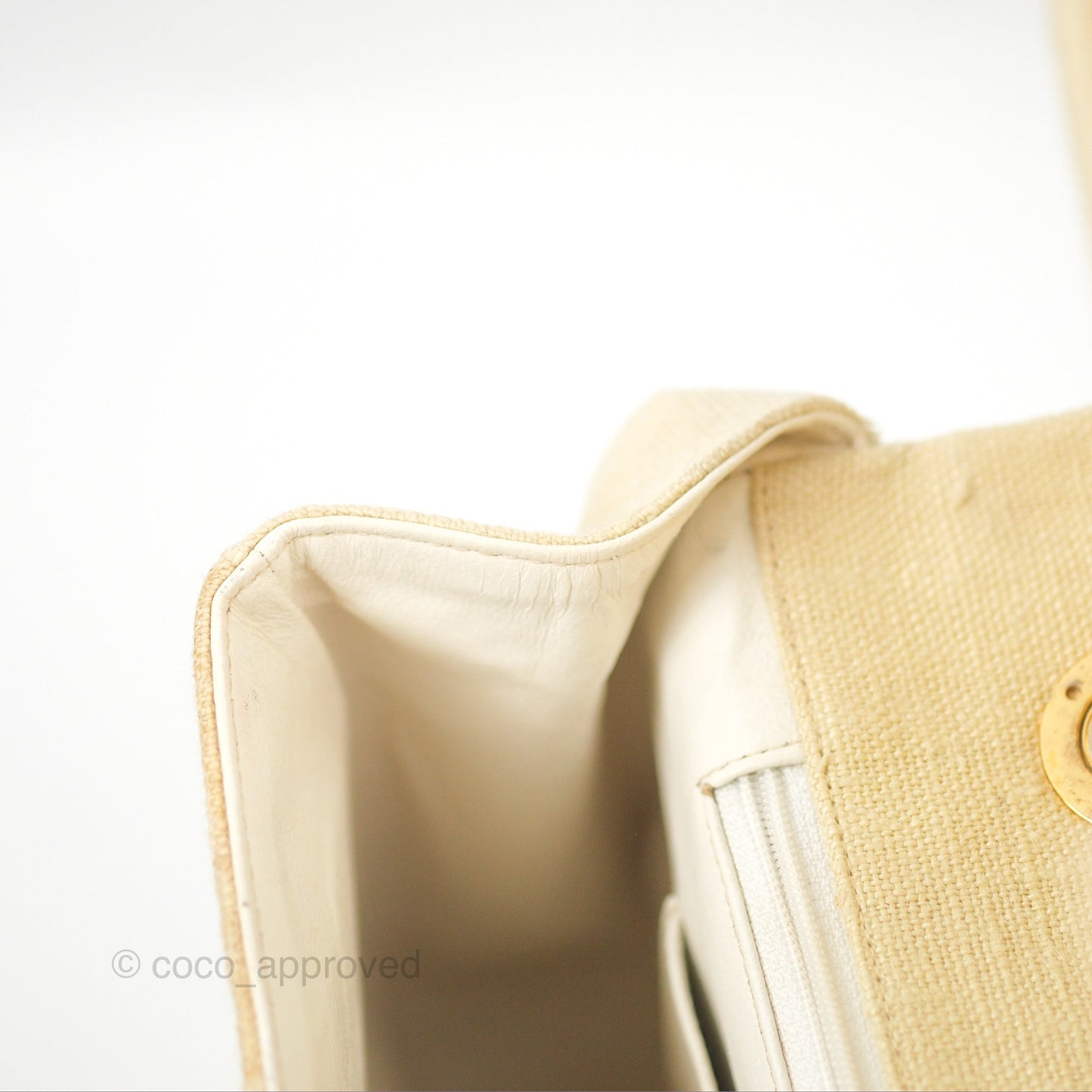 Chanel Vintage XL Jumbo Single Flap Beige Cotton Canvas 24K Gold Hardware