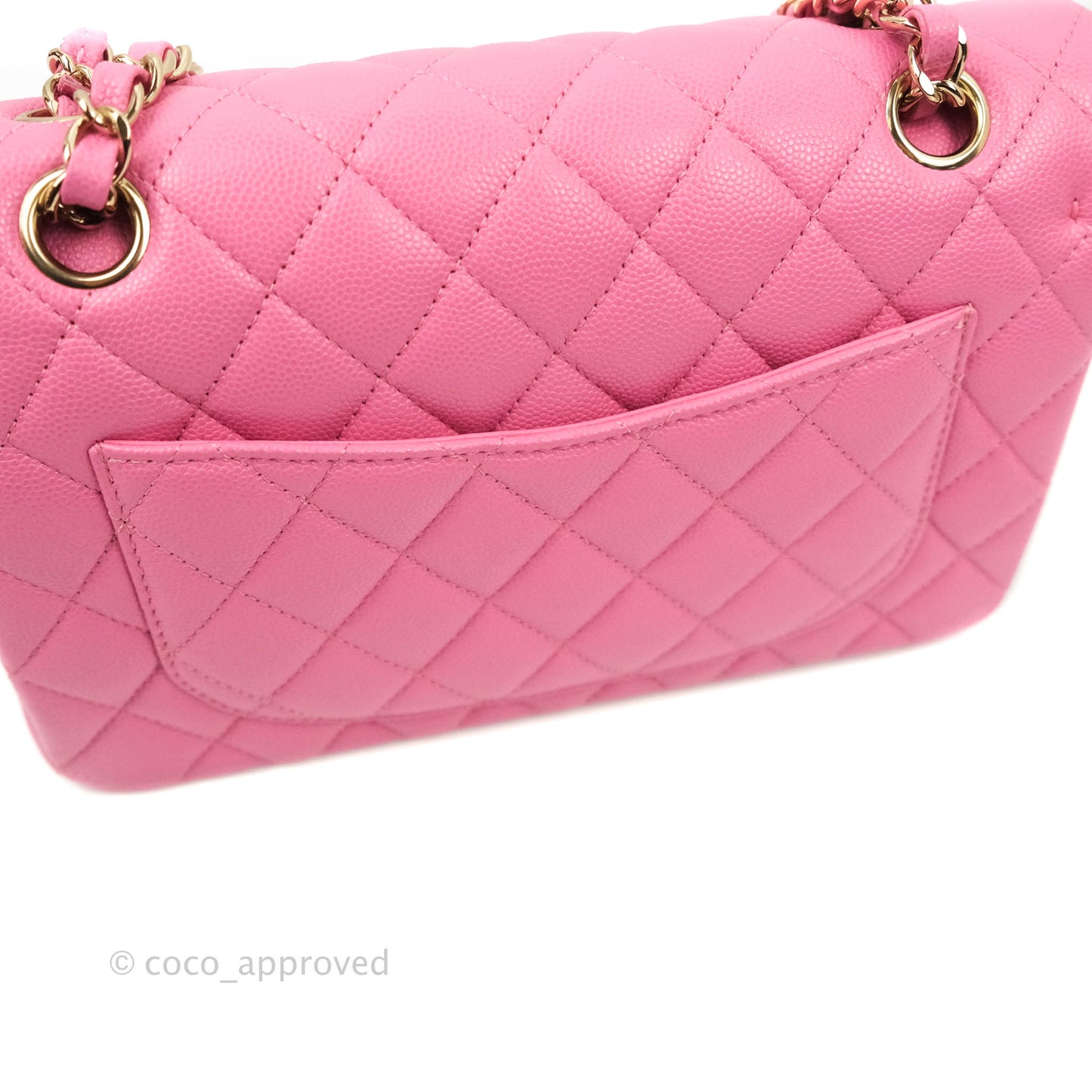 Chanel Classic Quilted S/M Small Double Flap Pink Caviar Gold Hardware 21P