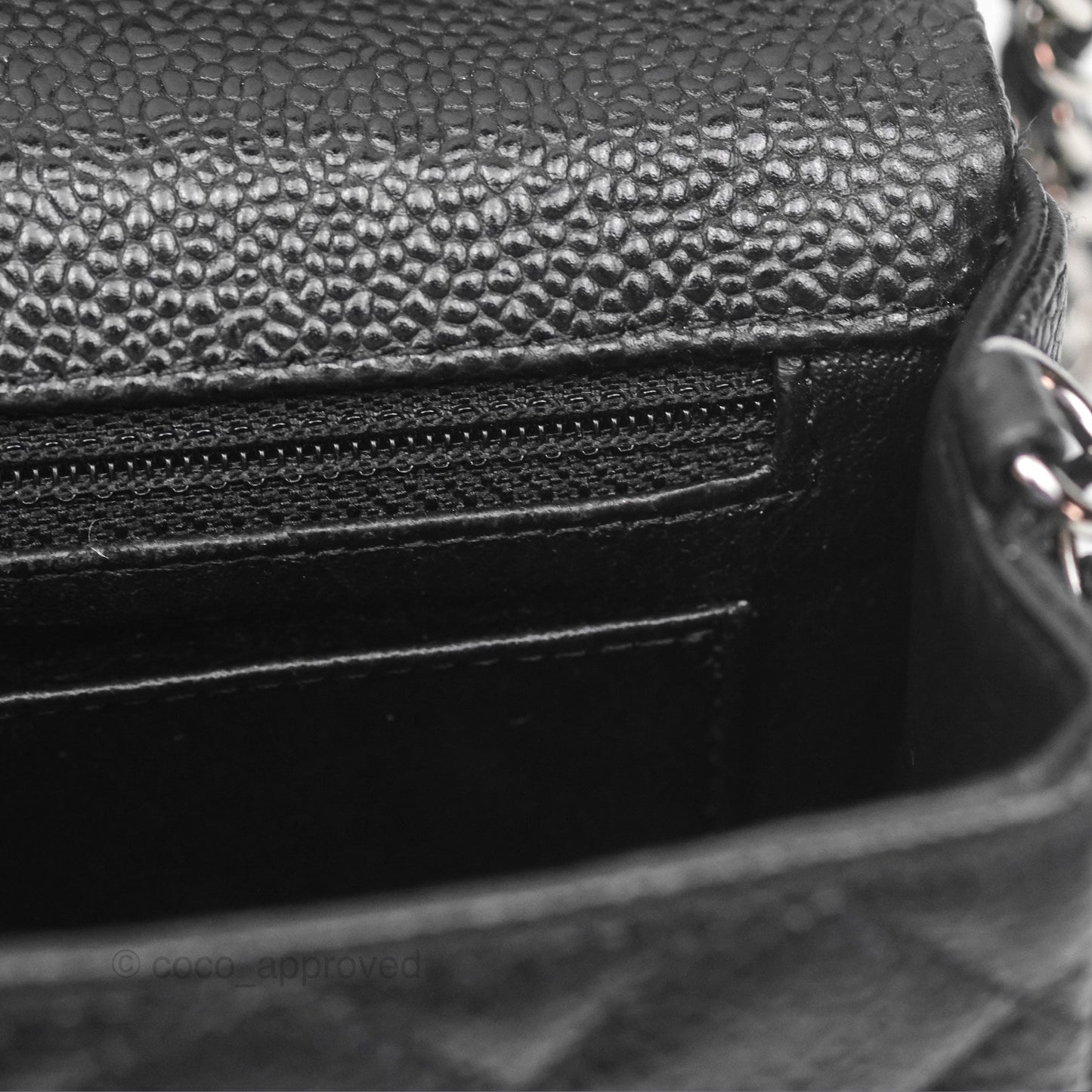 Chanel Mini Rectangular Flap Quilted Black Caviar Silver Hardware