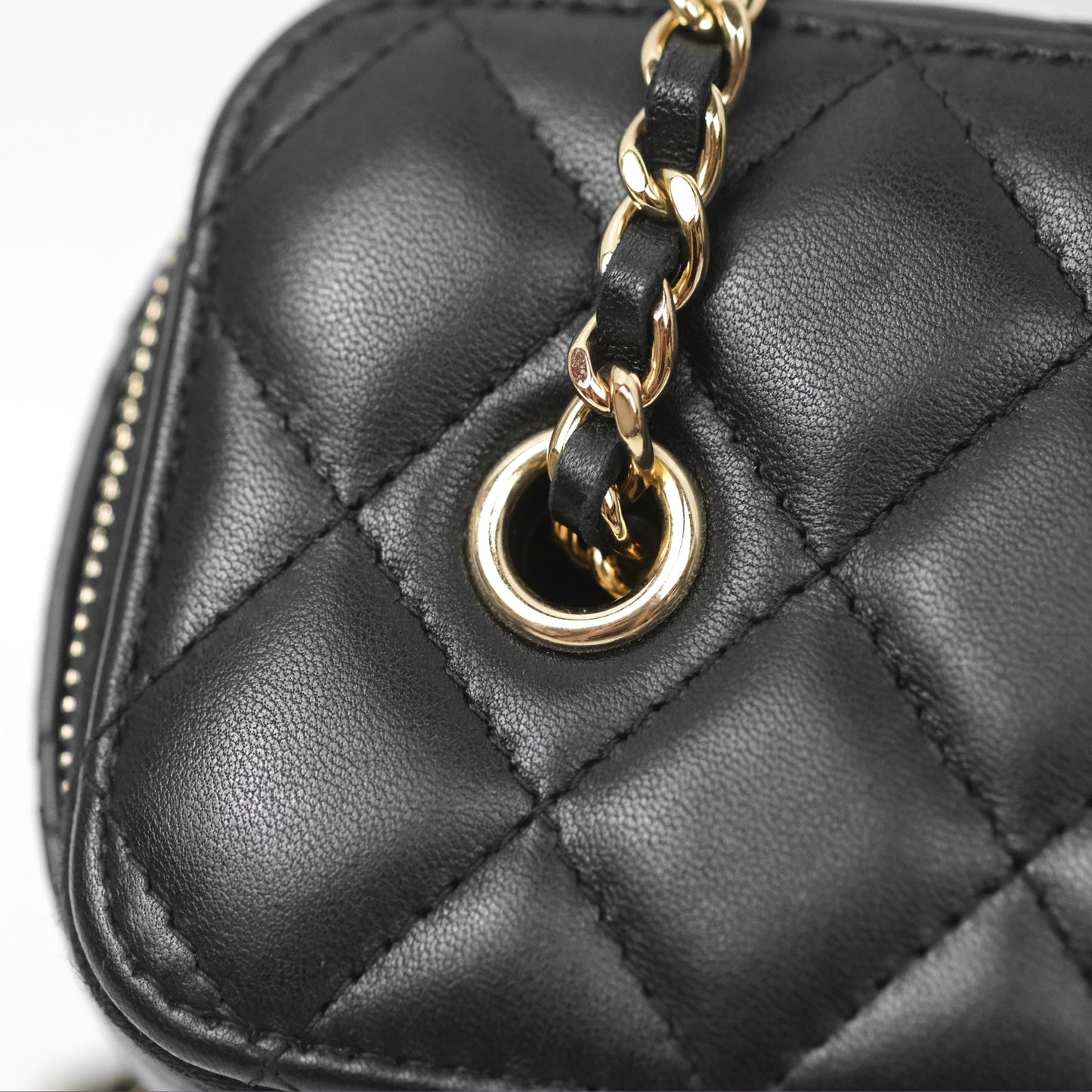 Chanel Vanity Rectangular Black Lambskin Gold Hardware