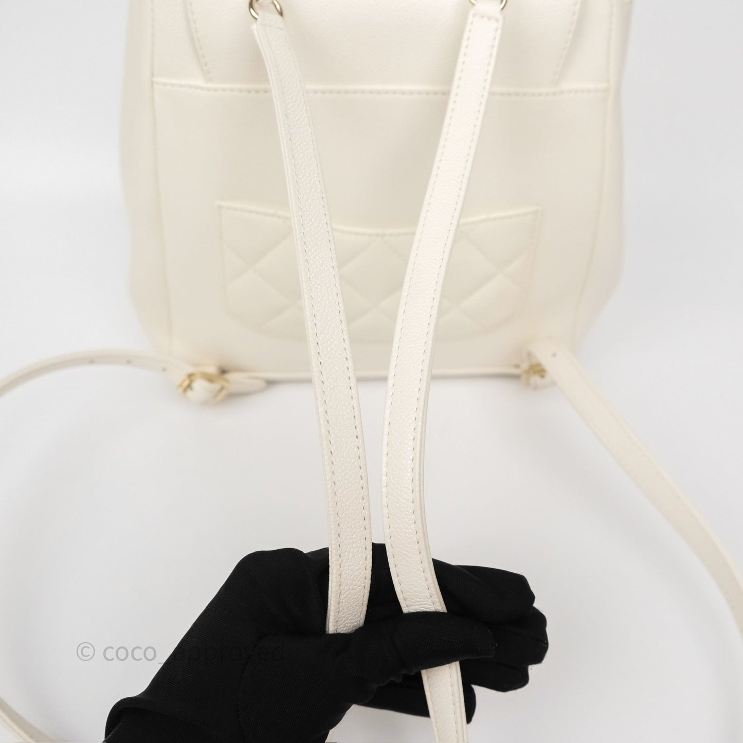Chanel Quilted Business Affinity Backpack Ivory White Caviar Gold Hardware