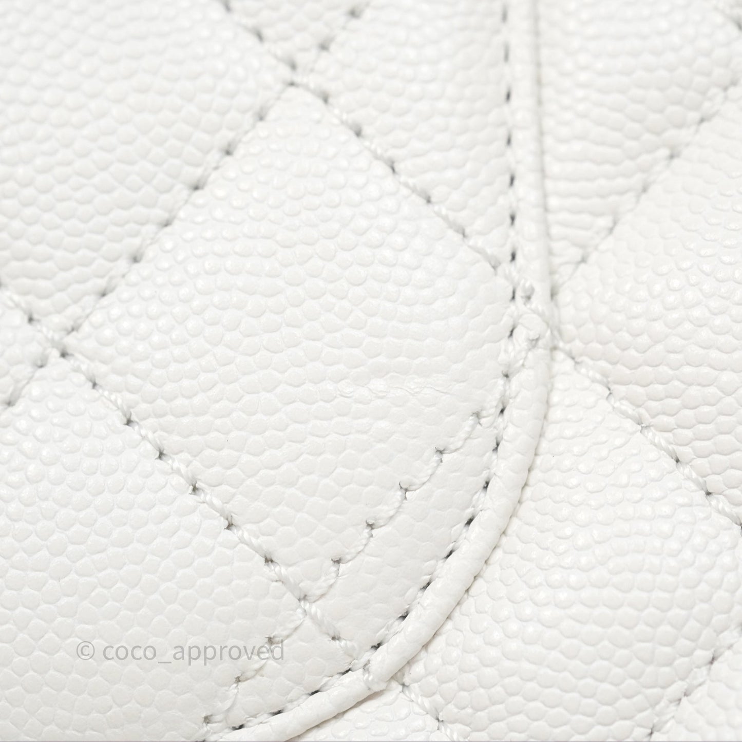 Chanel Small Coco Handle Quilted White Caviar Gold Hardware