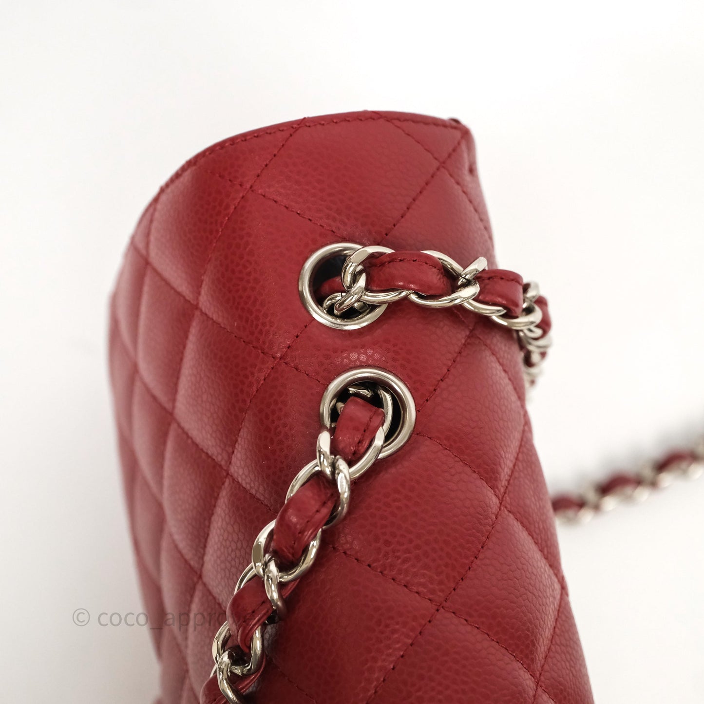 Chanel Jumbo Single Flap Dark Red Caviar Silver Hardware⁣⁣