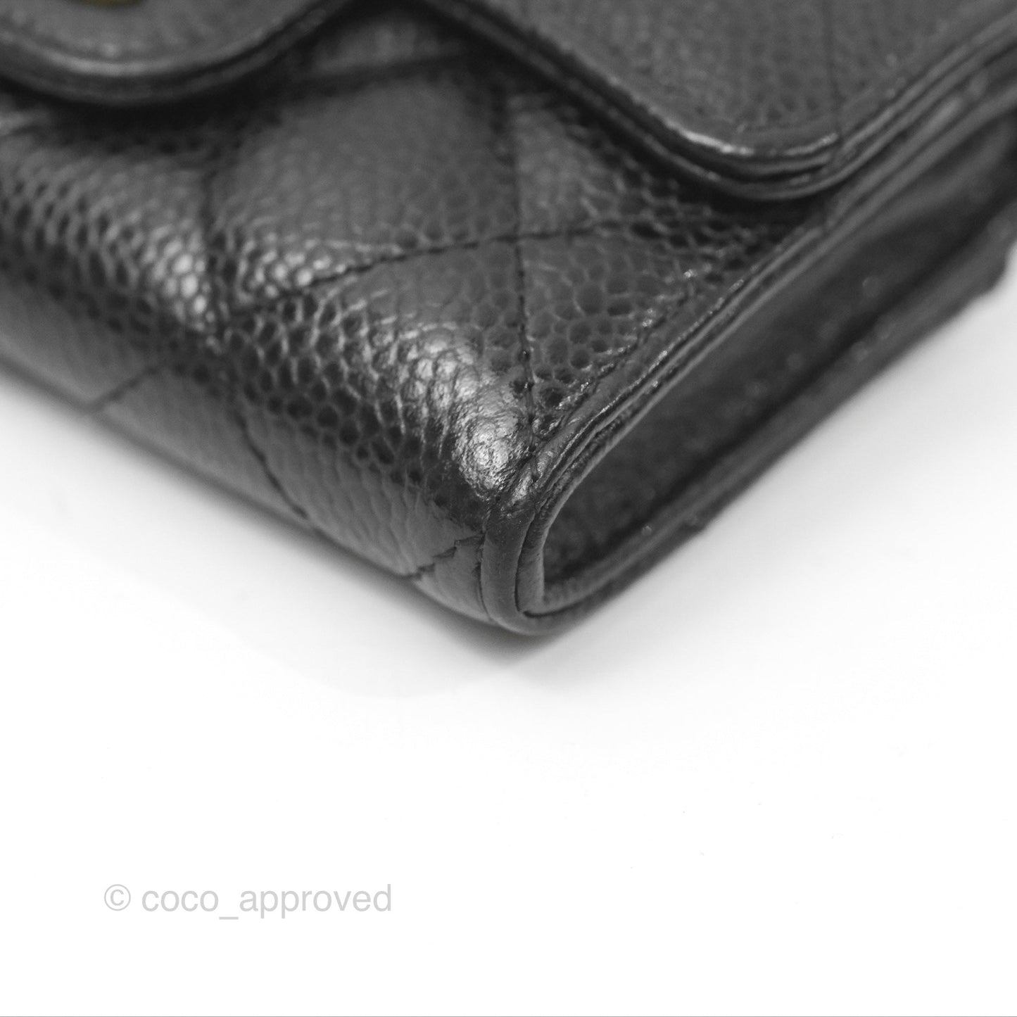 Chanel Quilted Flap Card Holder Black Caviar Gold Hardware