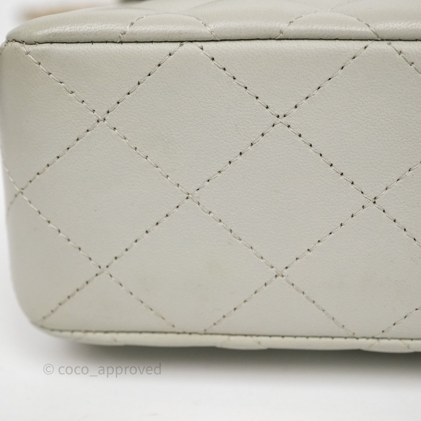 Chanel Small Classic Flap Quilted Grey Lambskin Gold Hardware