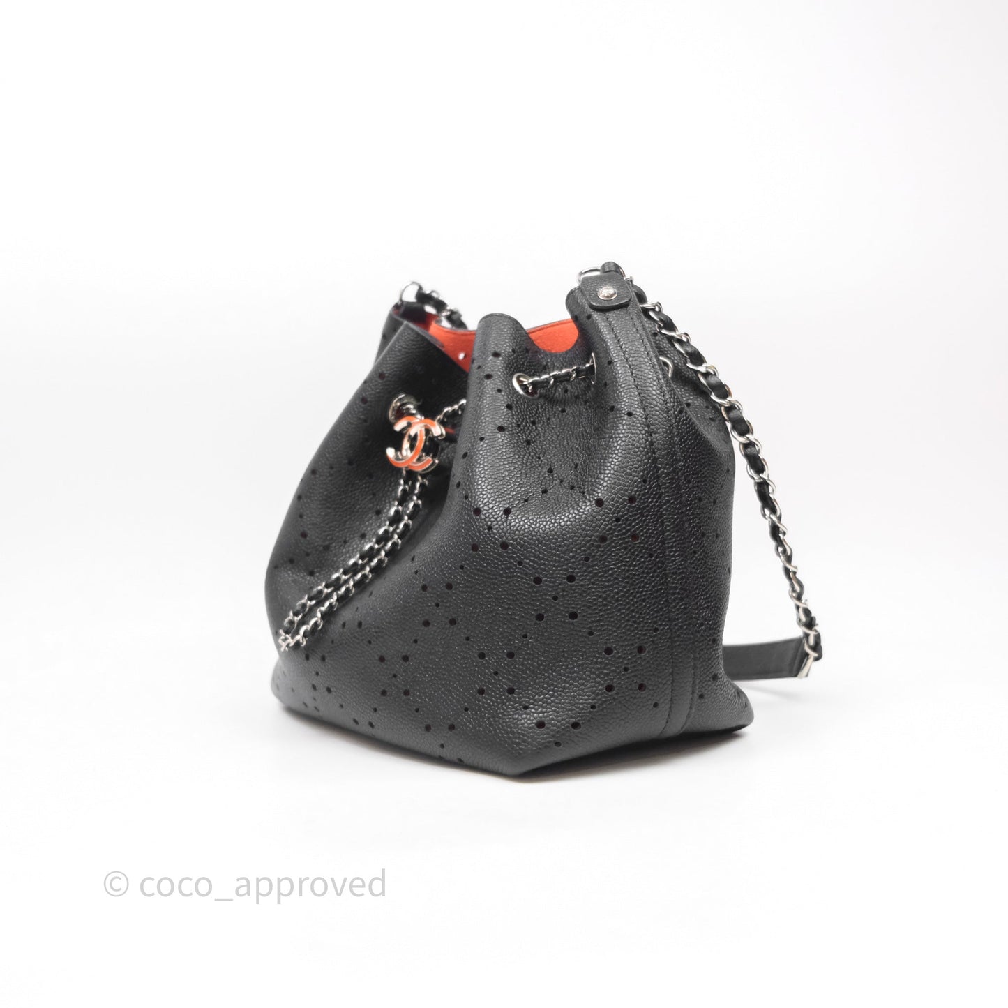 Chanel CC Drawstring Bucket Bag Black Caviar