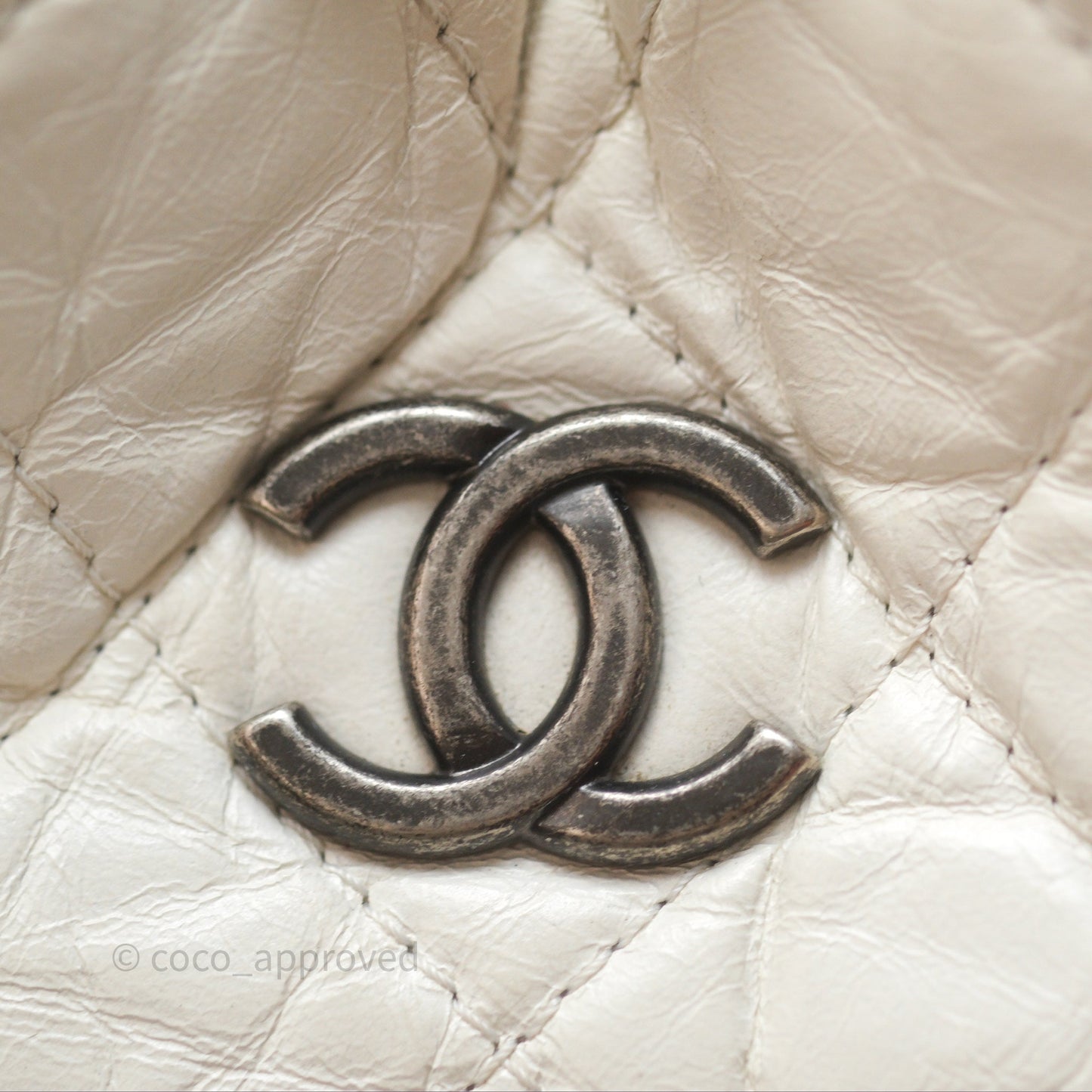 Chanel Small Gabrielle Backpack White Black Aged Calfskin