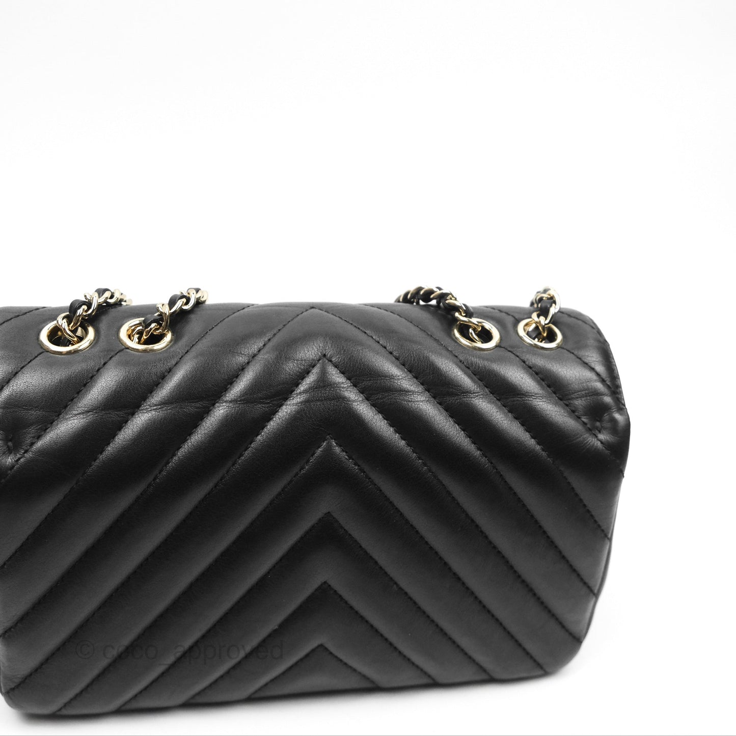 Chanel Small Statement Chevron Flap Bag Black Calfskin Gold Hardware