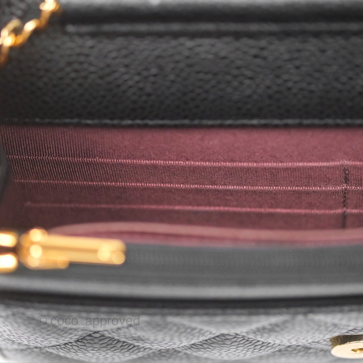 Chanel Classic Wallet On Chain WOC Quilted Black Caviar Gold Hardware