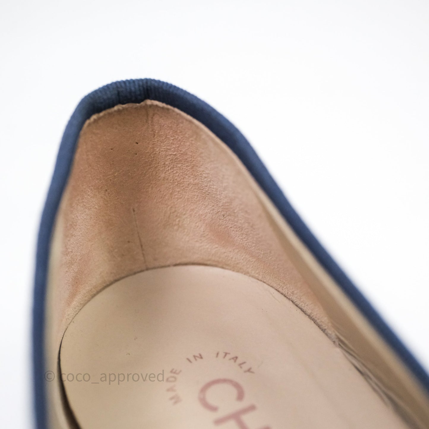 Chanel Ballerina Patent Leather Flats Navy/ Black Size 38.5