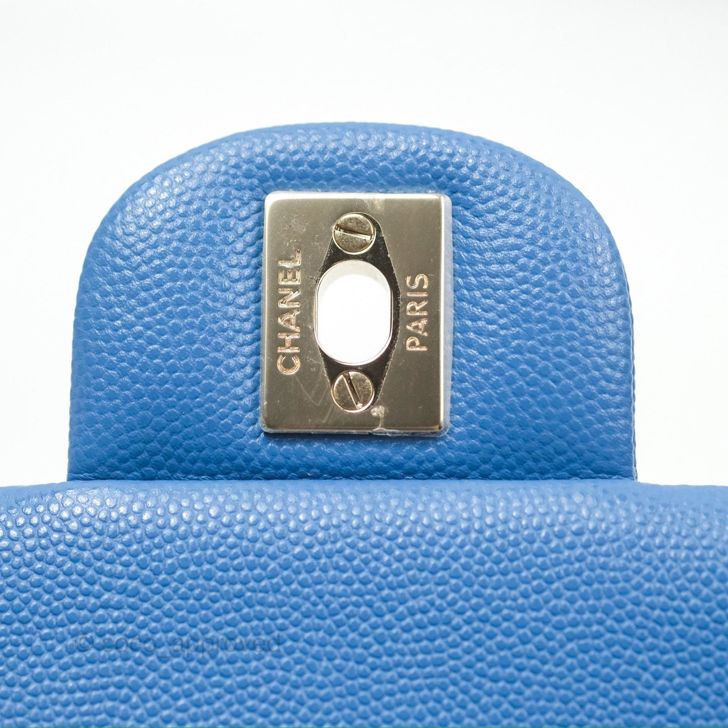 Chanel Classic M/L Medium Flap Quilted Blue Caviar Gold Hardware