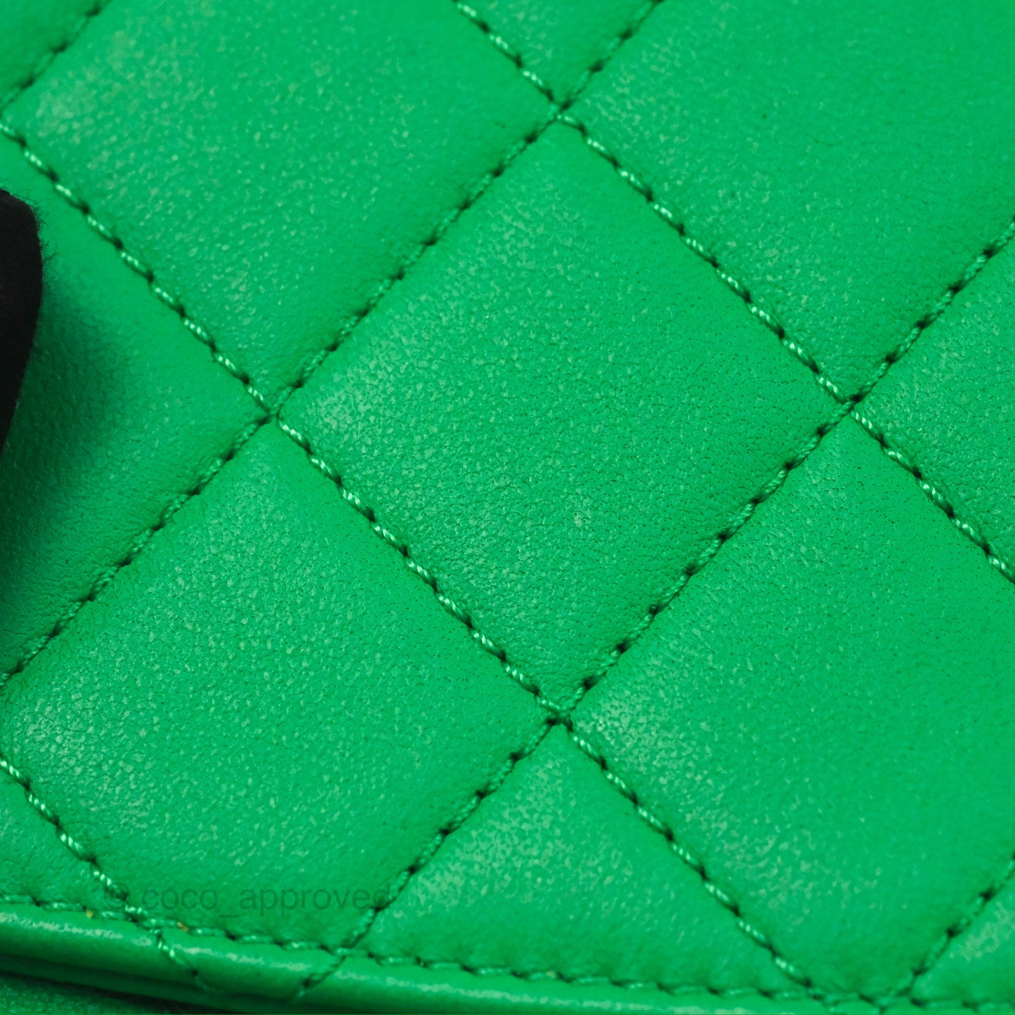 Chanel CC Quilted Flap Bag With Top Handle Green Calfskin Gold Hardware