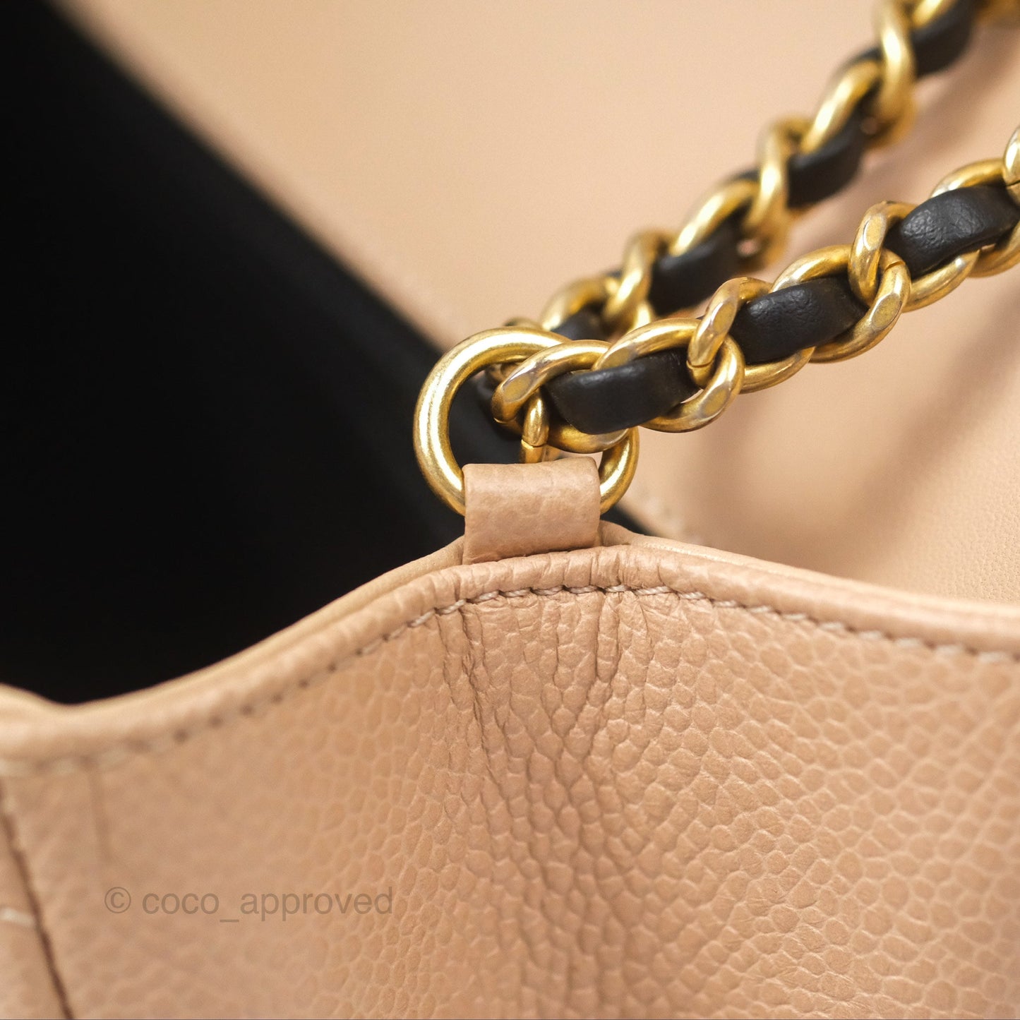 Chanel Quilted Small CC Filigree Flap Beige Black Caviar