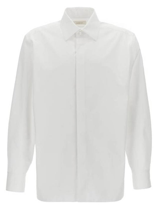 Luxury Saint Laurent Cassandre Long Sleeve Shirt White