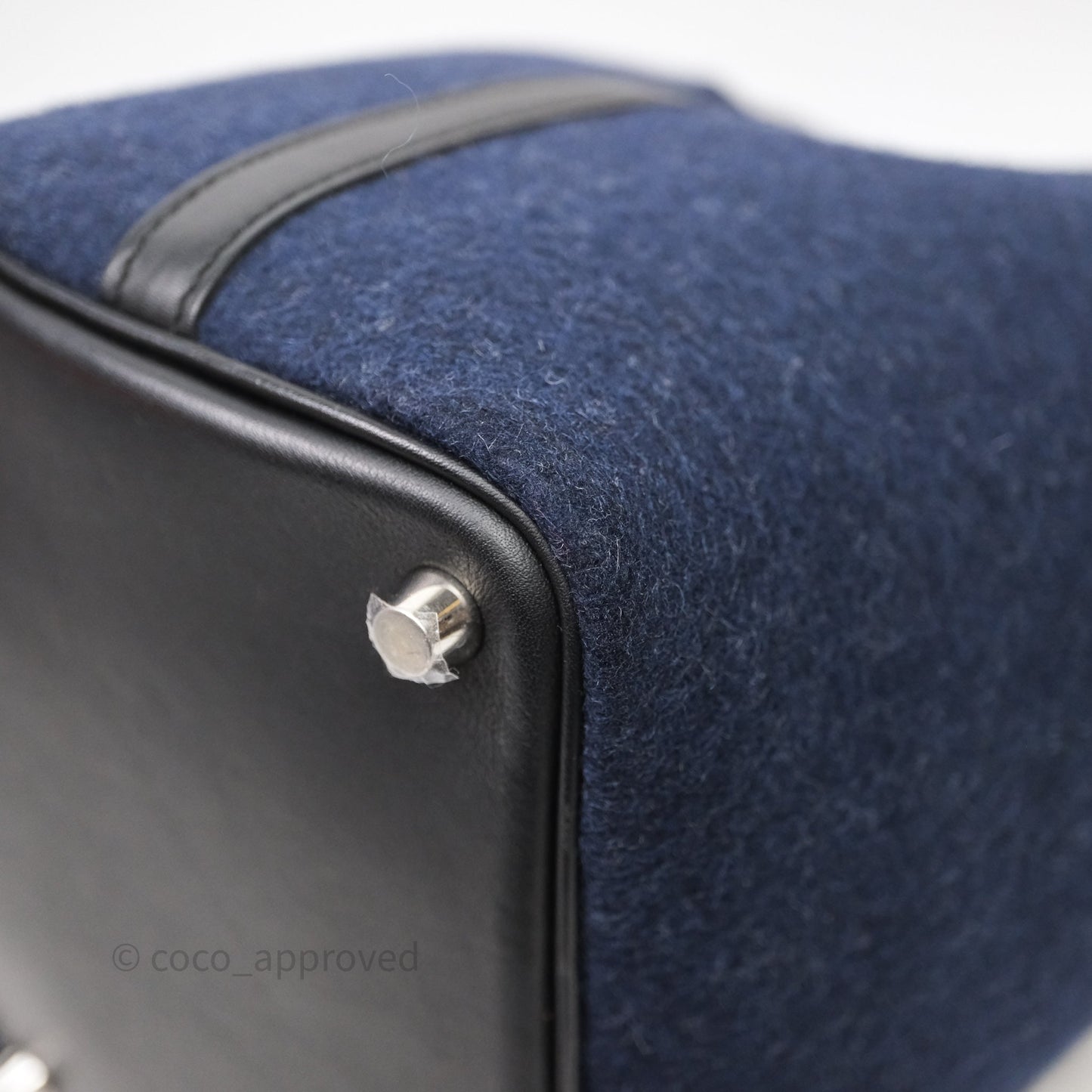 Hermès Picotin 18 Bleu Nuit 2Z / Swift Noir 89 Wool Feutre Swift Palladium Hardware