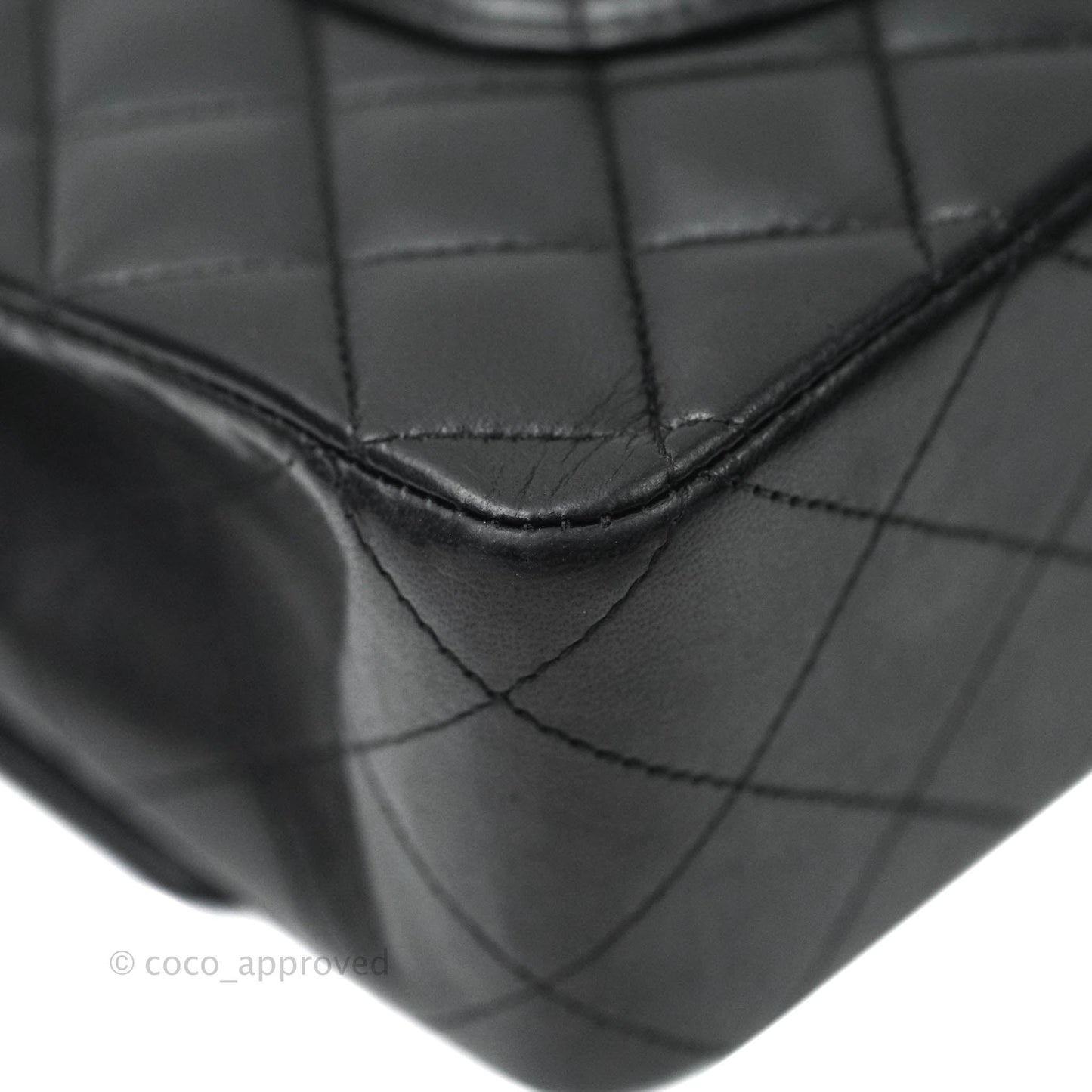 Chanel Classic M/L Medium Double Flap Black Lambskin Silver Hardware