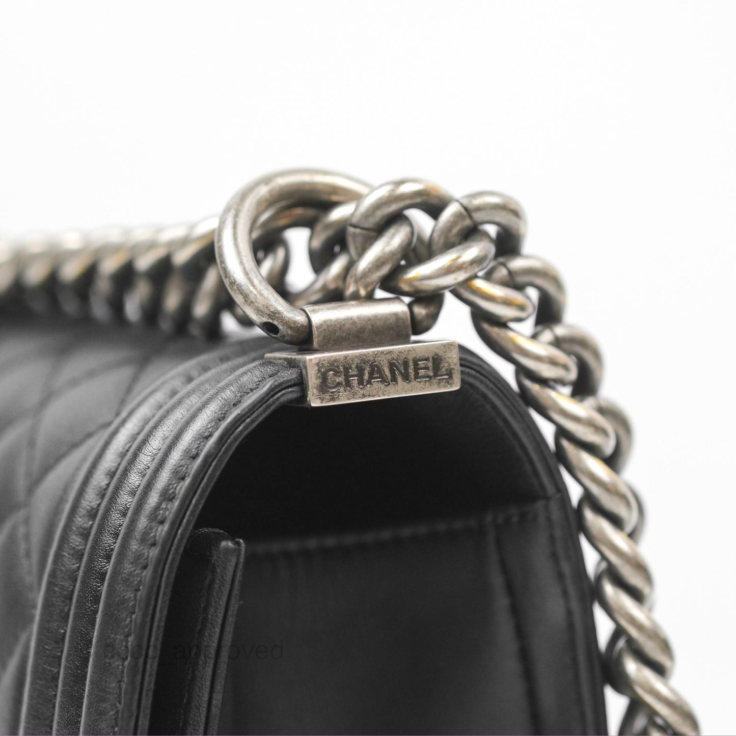 Chanel Quilted Medium Boy Black Calfskin Ruthenium Hardware