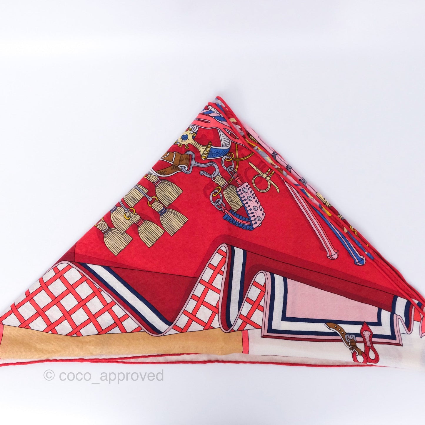 Hermes Giant Triangle Scarf Cashmere Silk Red