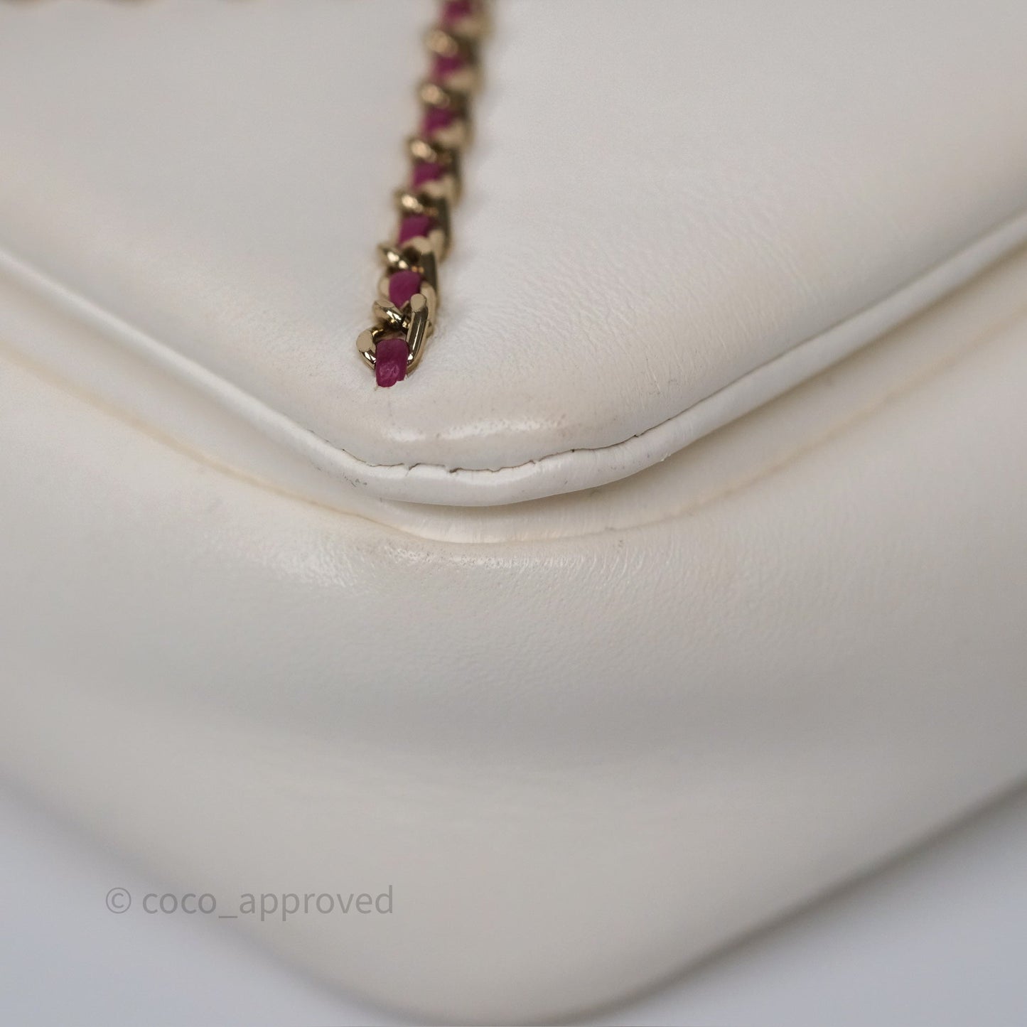 Chanel Small Entwined Chain Flap White Lambskin Gold Hardware